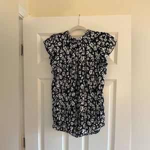 Loft Navy Floral Blouse